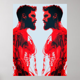 Poster Anatomie rouge – Étude abstraite du muscle humain