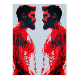 Poster Anatomie rouge - Étude musculaire humaine Abstrait