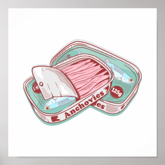 Poster Anchois dans une boîte de conserve (Devant)
