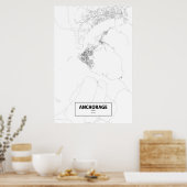 Poster Anchorage, Alaska (noir sur blanc) (Cuisine)
