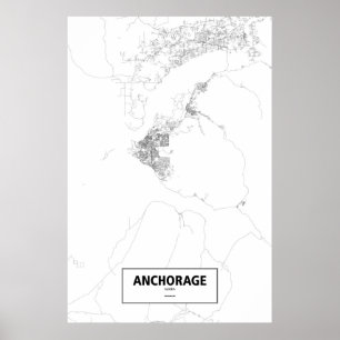 Poster Anchorage, Alaska (noir sur blanc)