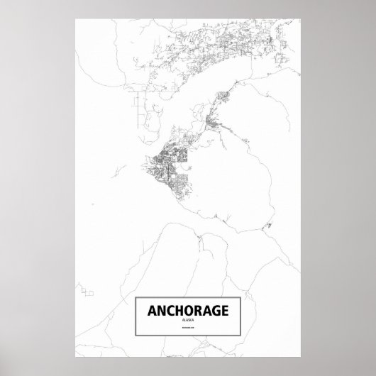 Poster Anchorage, Alaska (noir sur blanc) (Devant)