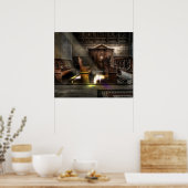 Poster Ancien banc de l'église en bois avec Kneeler (Cuisine)