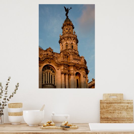 Poster Ancien bâtiment Spire, La Havane, Cuba (Cuisine)