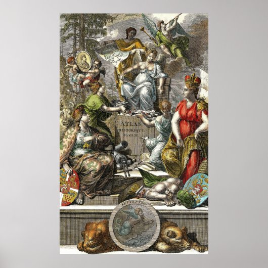 Poster Ancien dessin cartographique (Devant)
