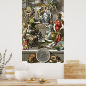 Poster Ancien dessin cartographique (Cuisine)
