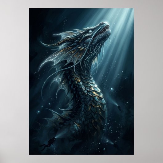 Poster Ancien Dragon de Mer Bioluminescent - Profondeur M (Devant)