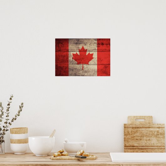 Poster Ancien drapeau canadien en bois (Cuisine)