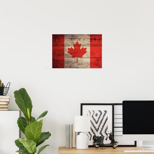 Poster Ancien drapeau canadien en bois (Bureau à domicile)