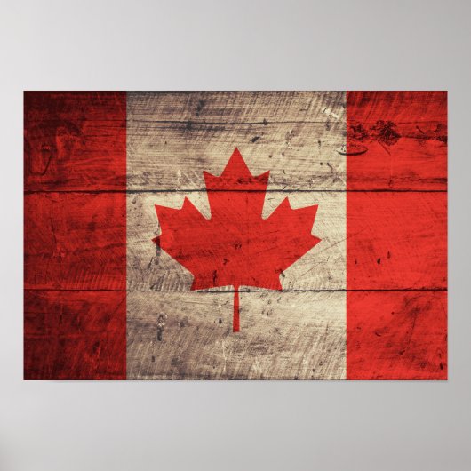 Poster Ancien drapeau canadien en bois (Devant)