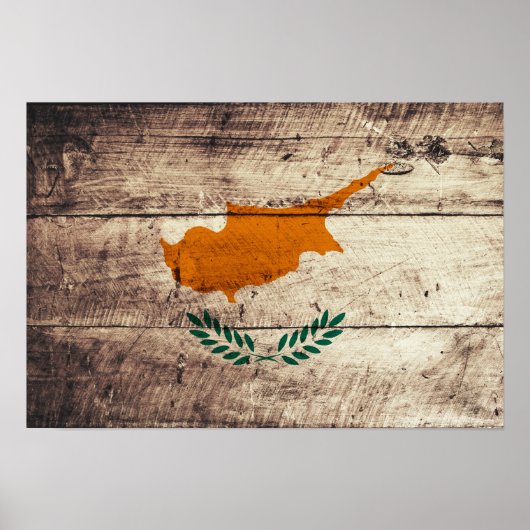 Poster Ancien drapeau chypriote en bois (Devant)