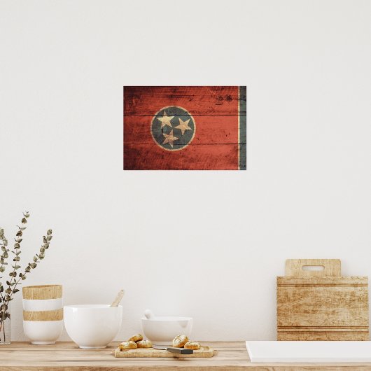 Poster Ancien drapeau du Tennessee en bois ; (Cuisine)