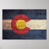 Poster Ancien drapeau en bois du Colorado (Devant)
