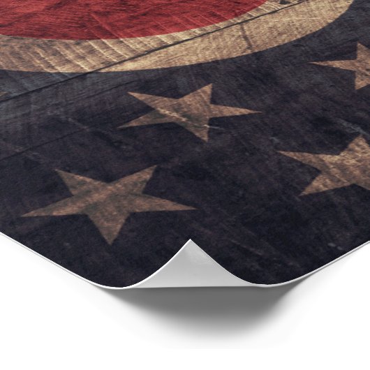 Poster Ancien Drapeau En Bois Ohio ; (Coin)