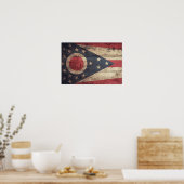 Poster Ancien Drapeau En Bois Ohio ; (Cuisine)