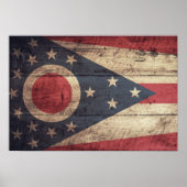 Poster Ancien Drapeau En Bois Ohio ; (Devant)
