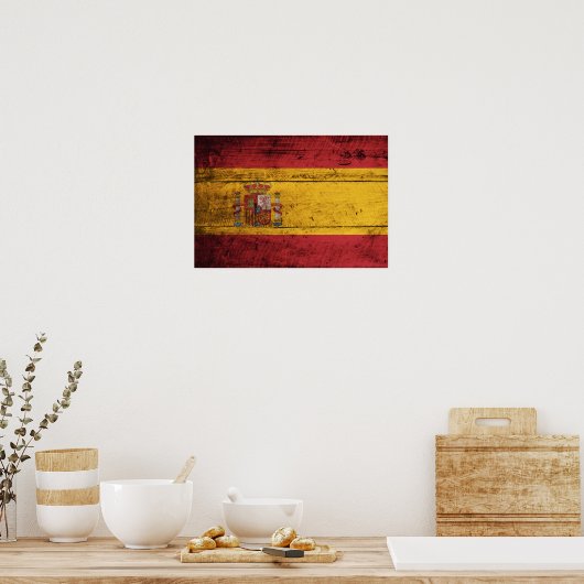 Poster Ancien drapeau espagnol en bois (Cuisine)