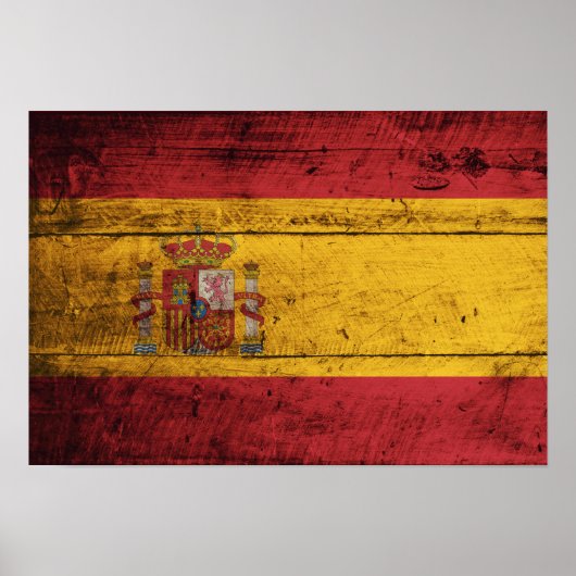 Poster Ancien drapeau espagnol en bois (Devant)