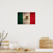 Poster Ancien drapeau mexicain en bois (Cuisine)