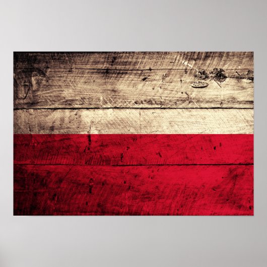 Poster Ancien drapeau polonais en bois (Devant)