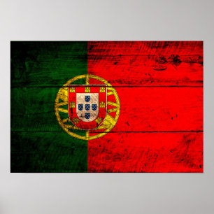 Poster Ancien drapeau portugais en bois