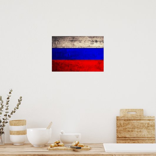 Poster Ancien drapeau russe en bois (Cuisine)