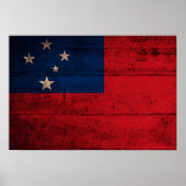 Poster Ancien drapeau Samoa en bois (Devant)