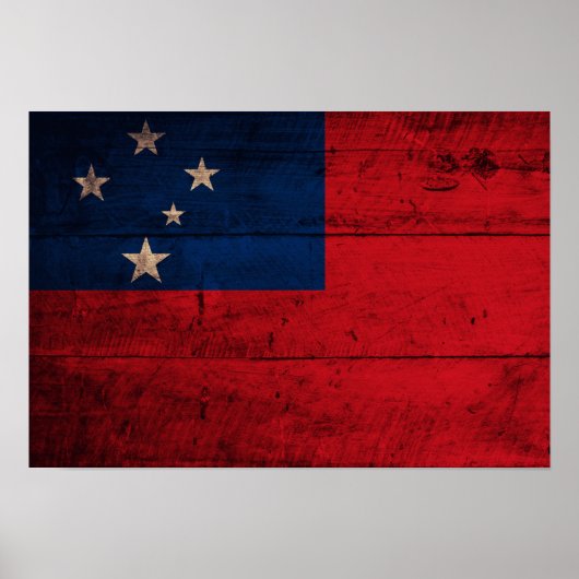 Poster Ancien drapeau Samoa en bois (Devant)