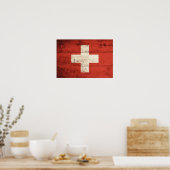 Poster Ancien drapeau suisse en bois (Cuisine)