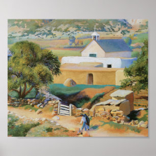 Poster Ancien espagnol Adobe Church Art Vintage Imprimer 
