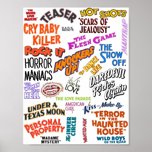 Poster Ancien film Vintage Citations expressions Mots du  (Devant)