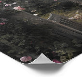 Poster Ancien gîte rose jardin anglais - Art vintage (Coin)