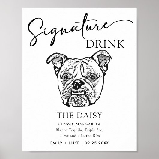 Poster Ancien Mariage anglais Bulldog Signature Boisson S (Devant)