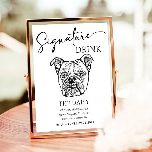 Poster Ancien Mariage anglais Bulldog Signature Boisson S