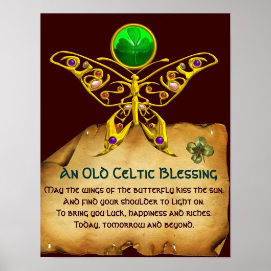 Poster Ancien parchemin de bénédiction irlandais avec pap (Devant)