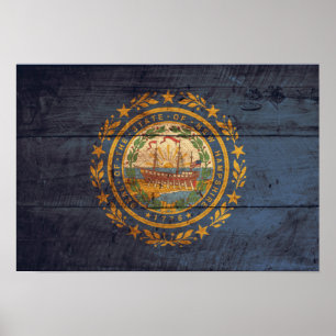 Poster Ancien pavillon du New Hampshire en bois ;