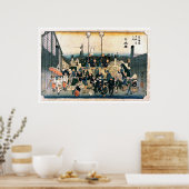 Poster Ancien pont japonais Ukiyo-e (Cuisine)