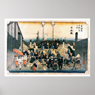 Poster Ancien pont japonais Ukiyo-e