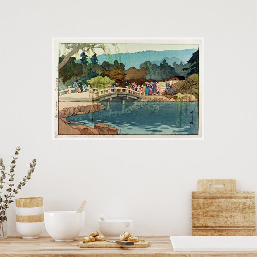 Poster Ancien pont japonais Ukiyo-e (Cuisine)