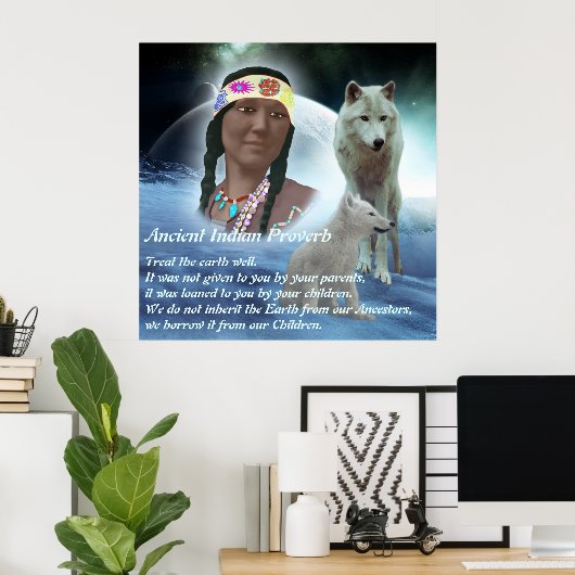 Poster Ancien proverbe indien (Bureau à domicile)