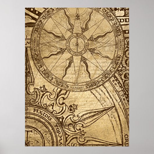Poster Ancien Rose Compass (Devant)