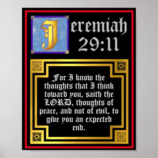 Poster Ancien Testament Jérémie 29 11 Citation illuminée (Devant)