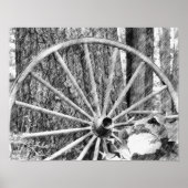 Poster Ancien Wagon Roue Noir Crayon Art (Devant)