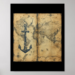Poster Ancienne Ancre de Voilier Pirate Naustique Oc