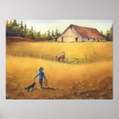 Poster ANCIENNE BARN, APALOOSA, GARÇON & CHIEN par SHARON (Devant)