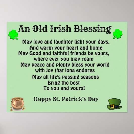 POSTER ANCIENNE BÉNÉDICTION IRLANDAISE (Devant)