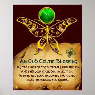 Poster Ancienne bénédiction irlandaise sur parchemin avec
