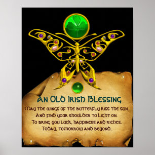 Poster Ancienne bénédiction irlandaise sur parchemin avec
