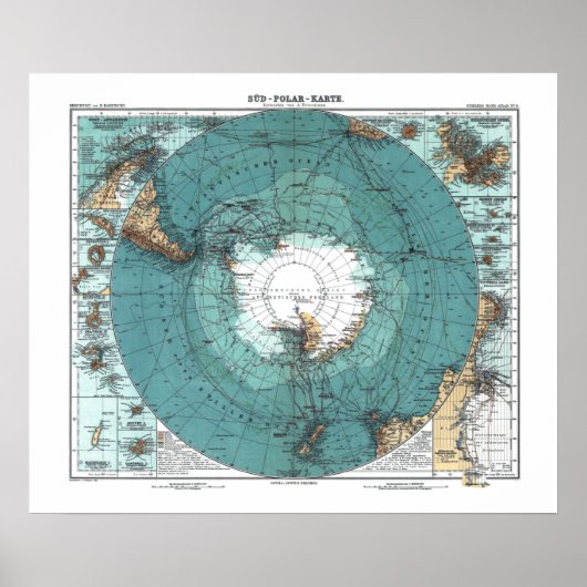 Poster Ancienne carte de l'Antarctique (Devant)