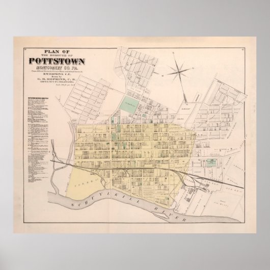 Poster Ancienne carte de l'AP de Pottstown (1871) (Devant)